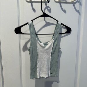 Hollister Mint Green and White Tank Top